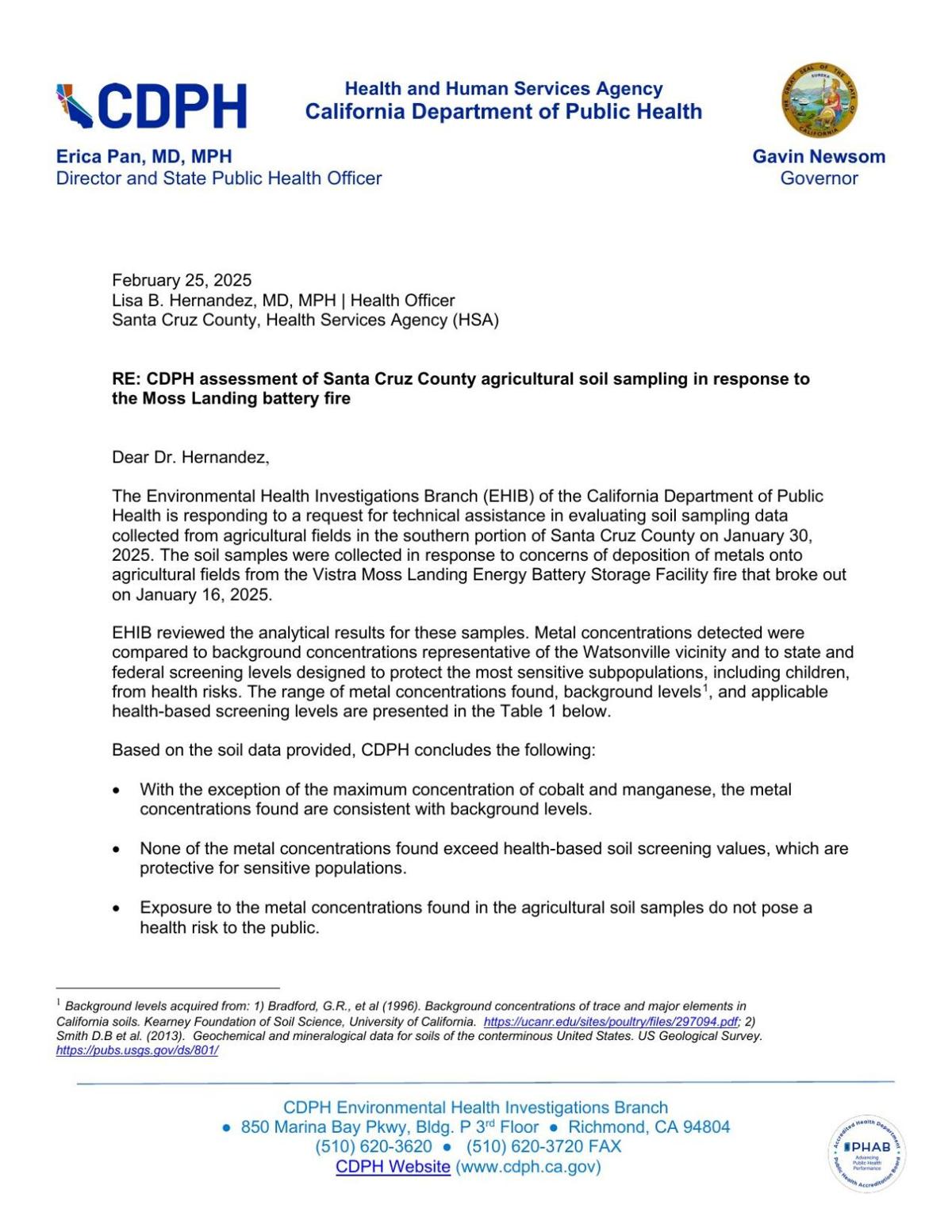 CDPH letter to Santa Cruz County