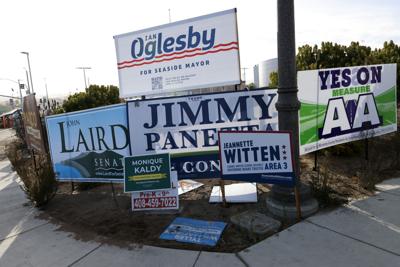 Campaign signs on display in Sand City