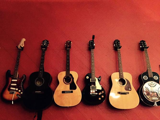 Guitars on wall at Smokehouse