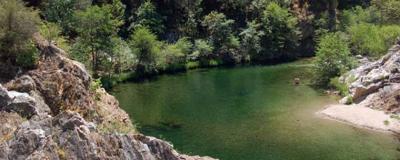 Taking the plunge at the newly reopened Arroyo Seco River.  