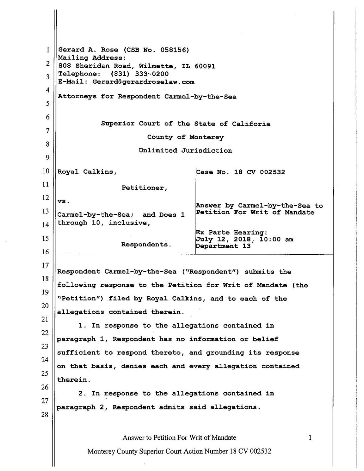 Carmel Calkins Response