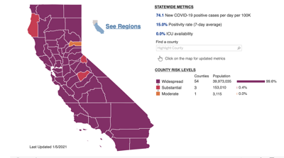 California Covid Map 1-10-21