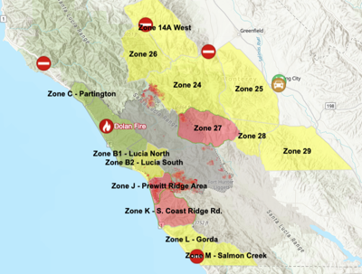 Dolan Fire Evacuation Map Sept. 19