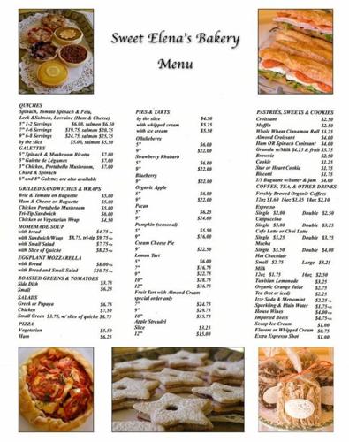 Sweet Elena's menu
