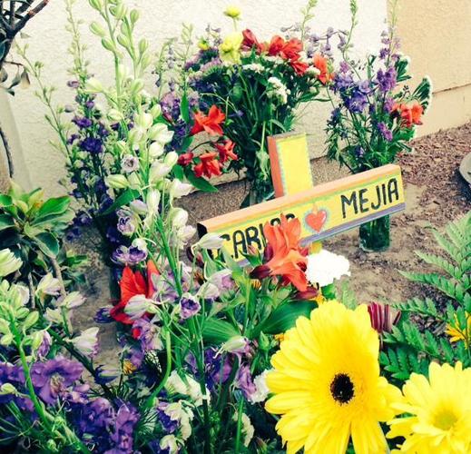 Flowers at memorial