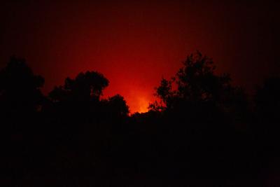 Red night sky River Fire