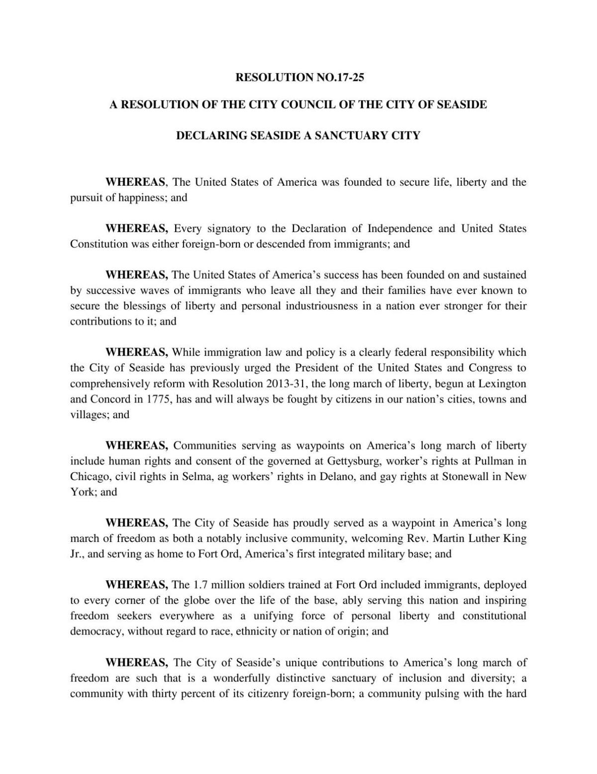 The Blessings Of Liberty Include Fully >> Seaside Becomes The Monterey Peninsula S First Sanctuary City The Blessings Of Liberty Include Fully >> Seaside Becomes The Monterey Peninsula S First Sanctuary City