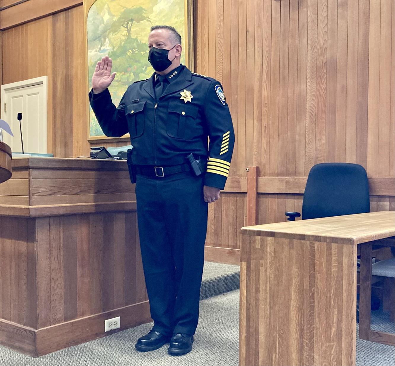 New Carmel Police Chief Alan Ward is sworn in. News