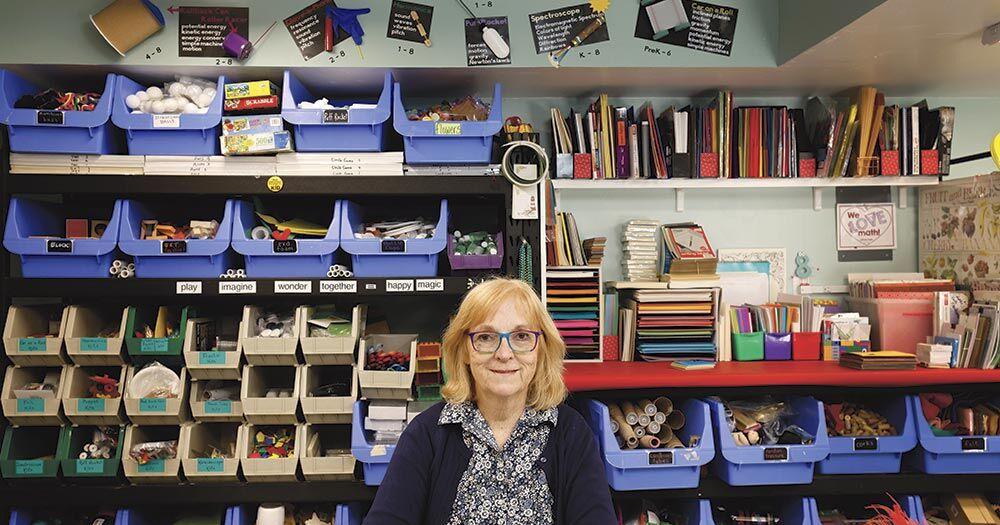 A Monterey woman transforms her garage into a teacher supply store where everything is free.