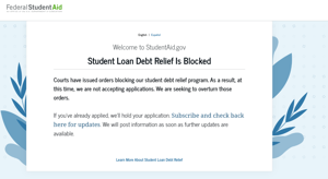 Image for display with article titled Student Loan Debt Relief Blocked After Judge's Ruling