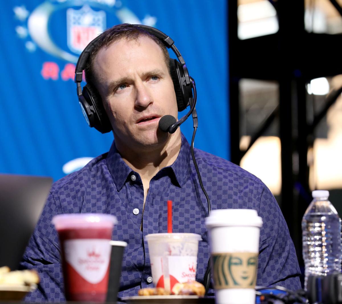 New Orleans Saints quarterback Drew Brees speaks onstage during day three of SiriusXM at Super Bowl LIV on Jan. 31, 2020 in Miami, Fla.