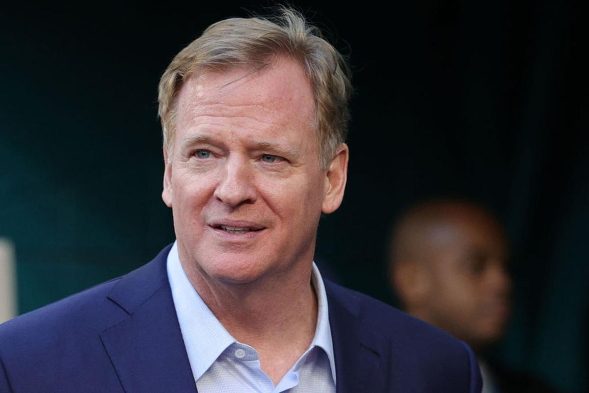 NFL Commissioner Roger Goodell looks on before Super Bowl LIV between the Kansas City Chiefs and the San Francisco 49ers at Hard Rock Stadium in Miami, Gardens, Florida, on February 2, 2020.