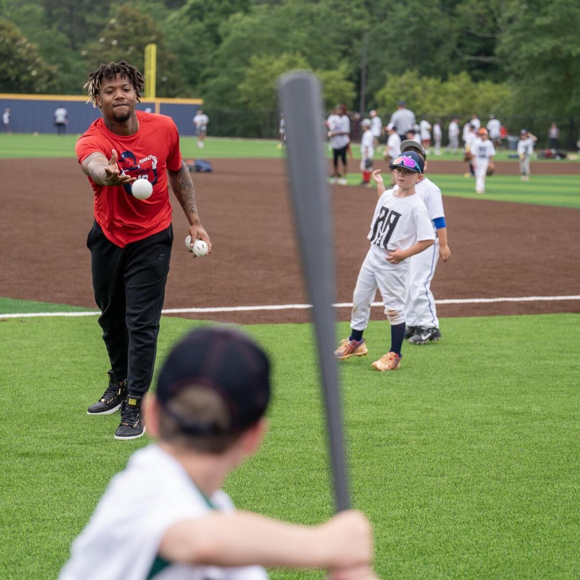 Atlanta Braves' Ronald Acuña, Jr. at Marietta HS youth baseball