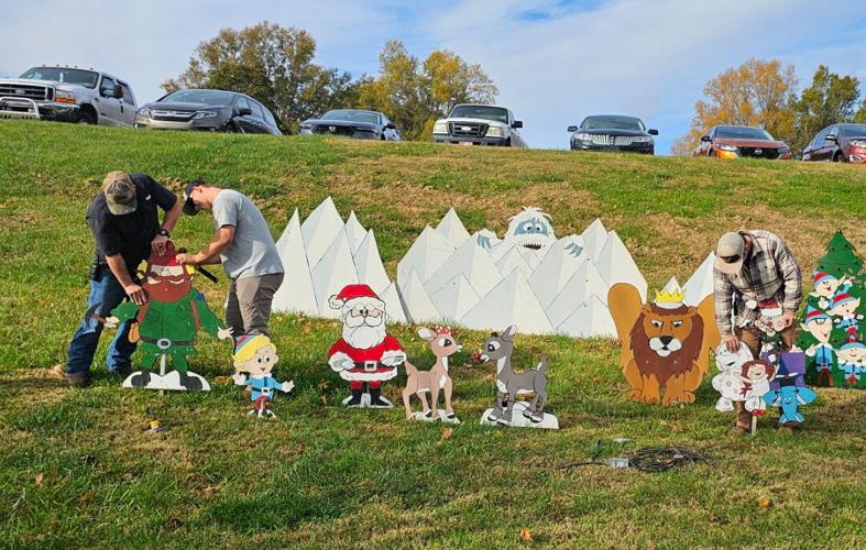 JIRDC staff set up Rudolph display