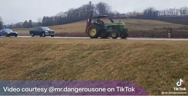 Footage shows man on tractor lead police on chase through Boone