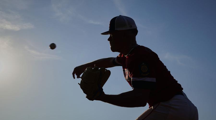 Silhouette Of Baseball Pitcher Holding by Pm Images