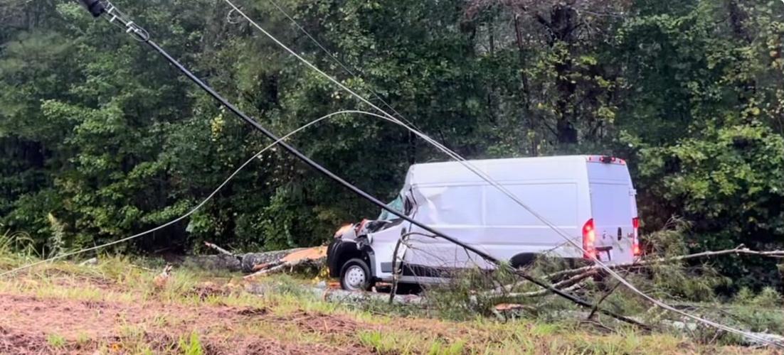 Burke NC officials Stay home. Trees down, roads flooded