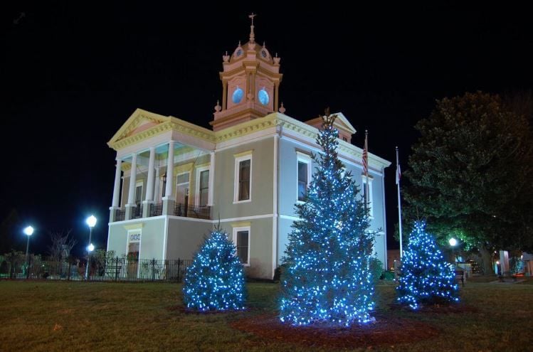 Historic Burke County courthouse photo with memorial tree photo