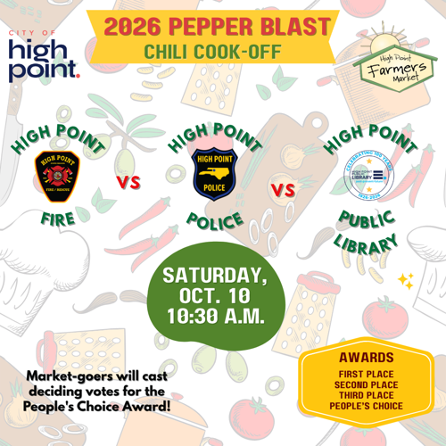 High Point Farmers Market's 2026 Pepper Blast Chili Cook-off is coming on Saturday, Oct. 10!