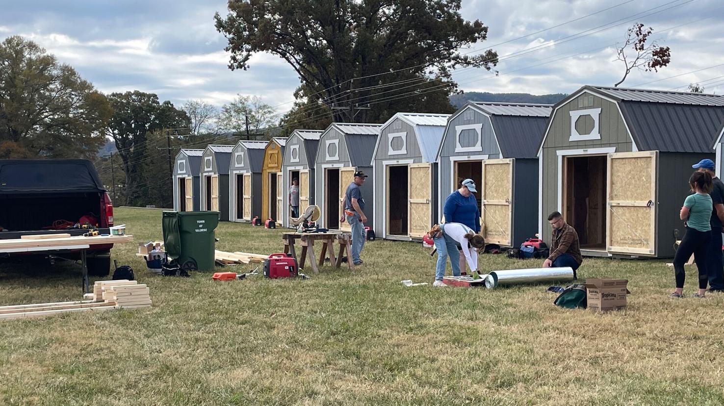 Volunteers build sheds for Helene victims in Valdese NC