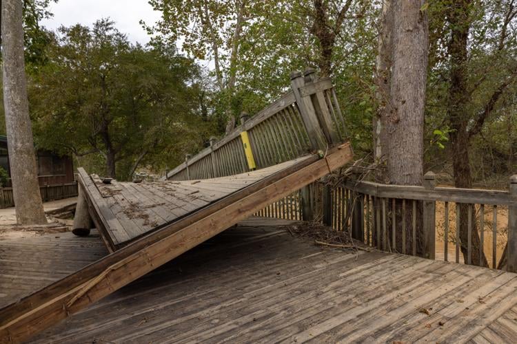 Catawba River Greenway ��ɫ�� River Village boardwalk flooding damage Helene (copy)