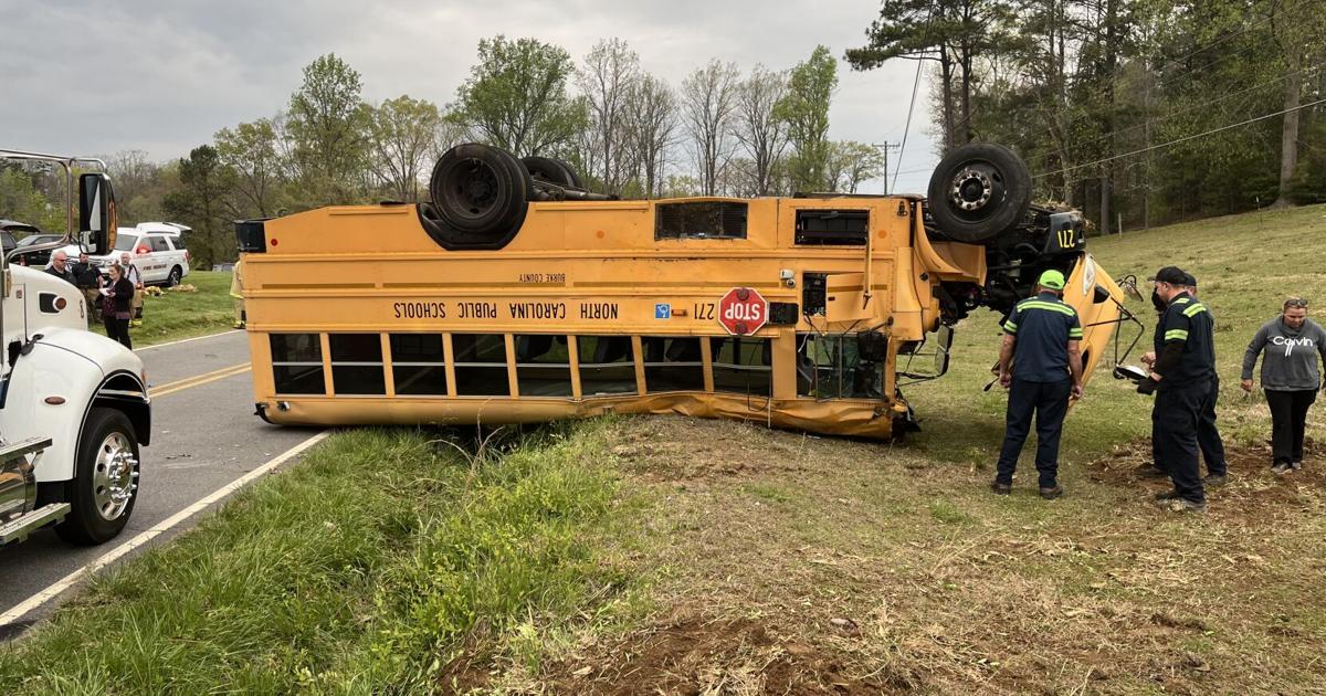 10 injured after Burke County school bus overturns