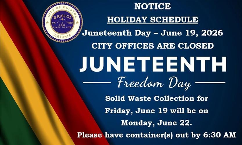Holiday Notice - City Offices Closed 6-19-2026