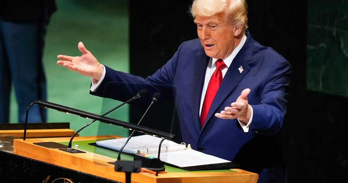 Trump calls climate change ‘con job’ after UN escalator, teleprompter gremlins