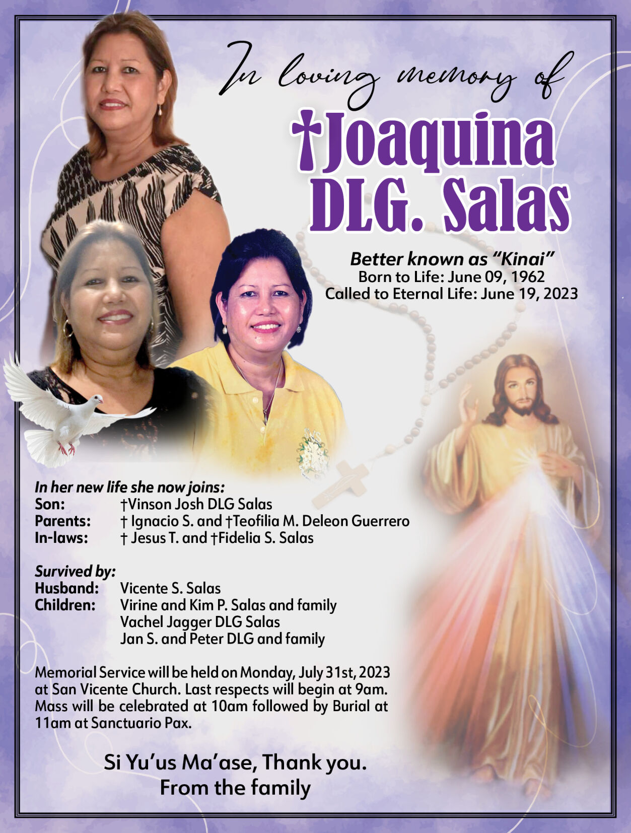 †Joaquina DLG. Salas | Obituaries | Mvariety.com