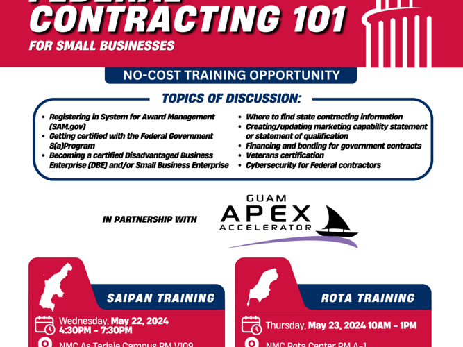 CNMI SBDC Network, Guam APEX Accelerator to conduct Federal Contracting 101 training
