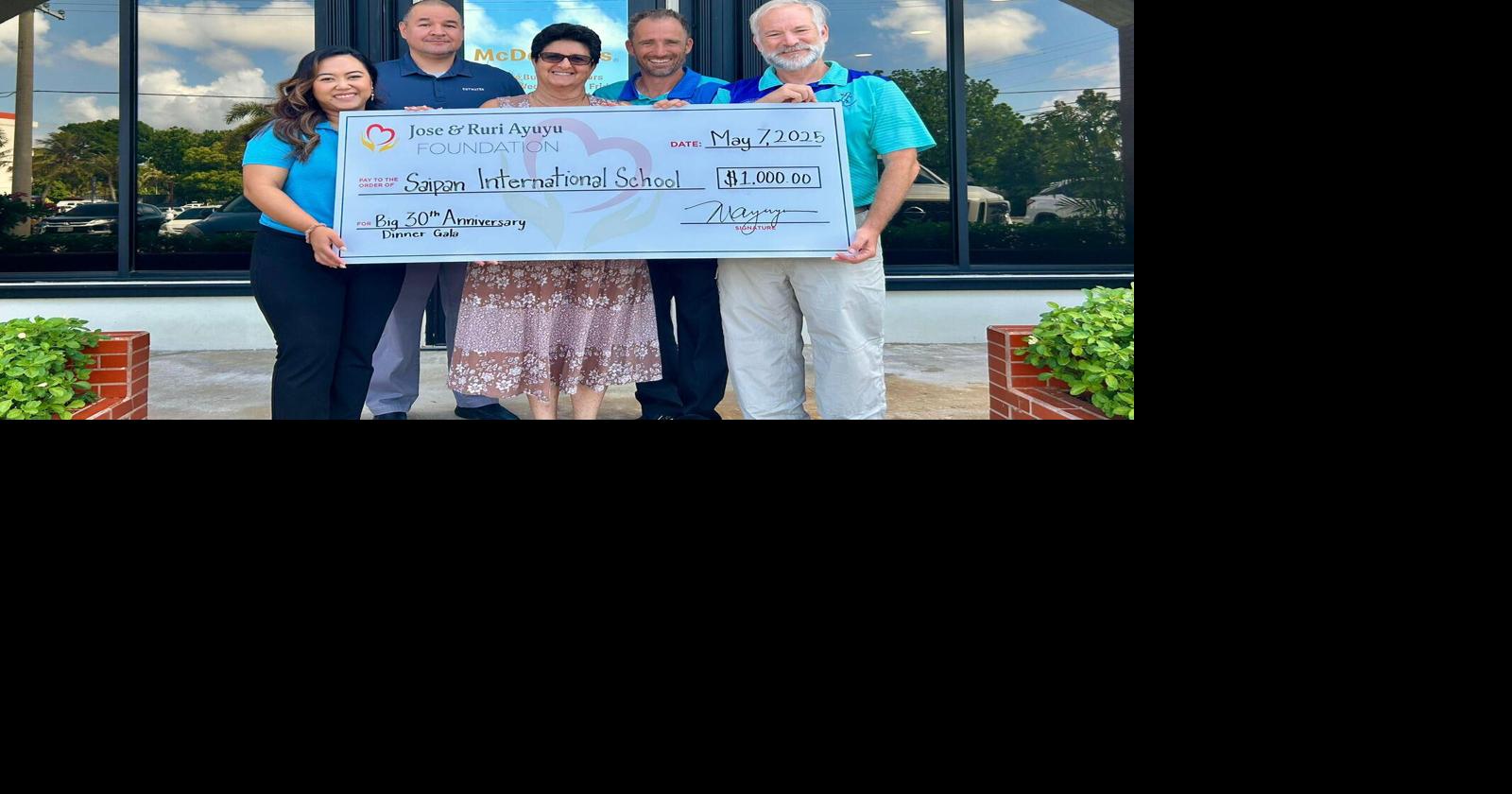 Jose & Ruri Ayuyu Foundation donates $1,000 to Saipan International School