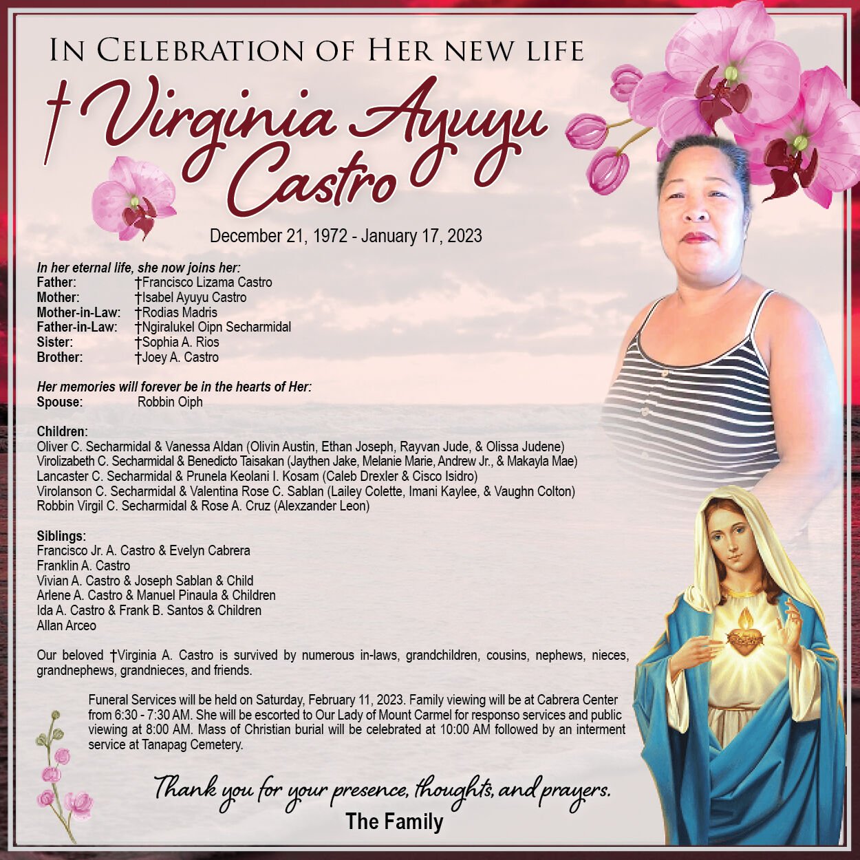 †Virginia Ayuyu Castro | Obituaries | Mvariety.com