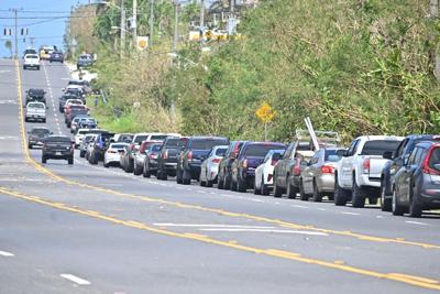 Long lines and gas shortages are occurring at the limited number of gas stations that have opened in the aftermath of Typhoon Mawar.