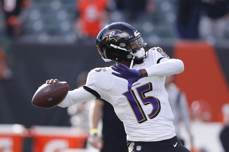 Baltimore Ravens quarterback Josh Johnson (17) passes against the