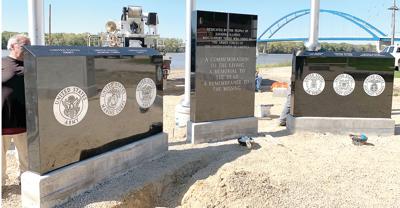 Veterans Memorial monuments, flagpoles installed