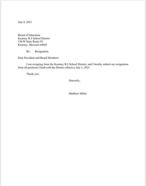 Miller Resignation Letter Mycouriertribune Com