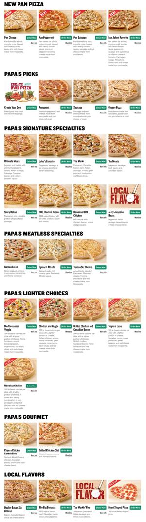 papa john's menu wings prices