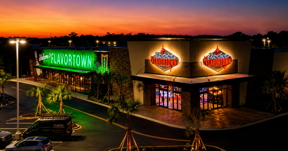 Experiencing the newly-opened Guy Fieri dining and entertaining concept, Downtown Flavortown