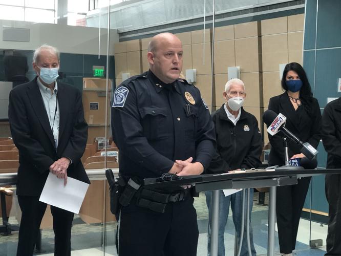 Tommy Dennis speaks during a press conference