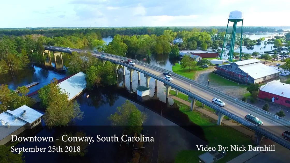Aerial Footage of Downtown Conway Flooding Videos