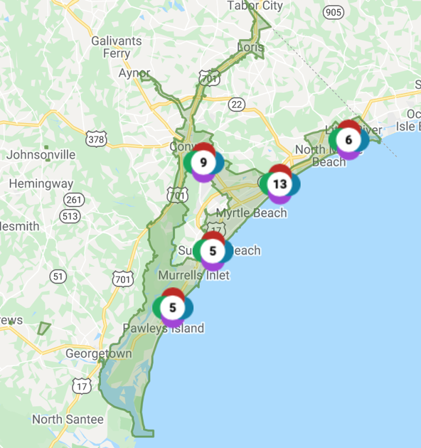 santee cooper power outage map Power Outages Reported Across The Region News Myhorrynews Com santee cooper power outage map