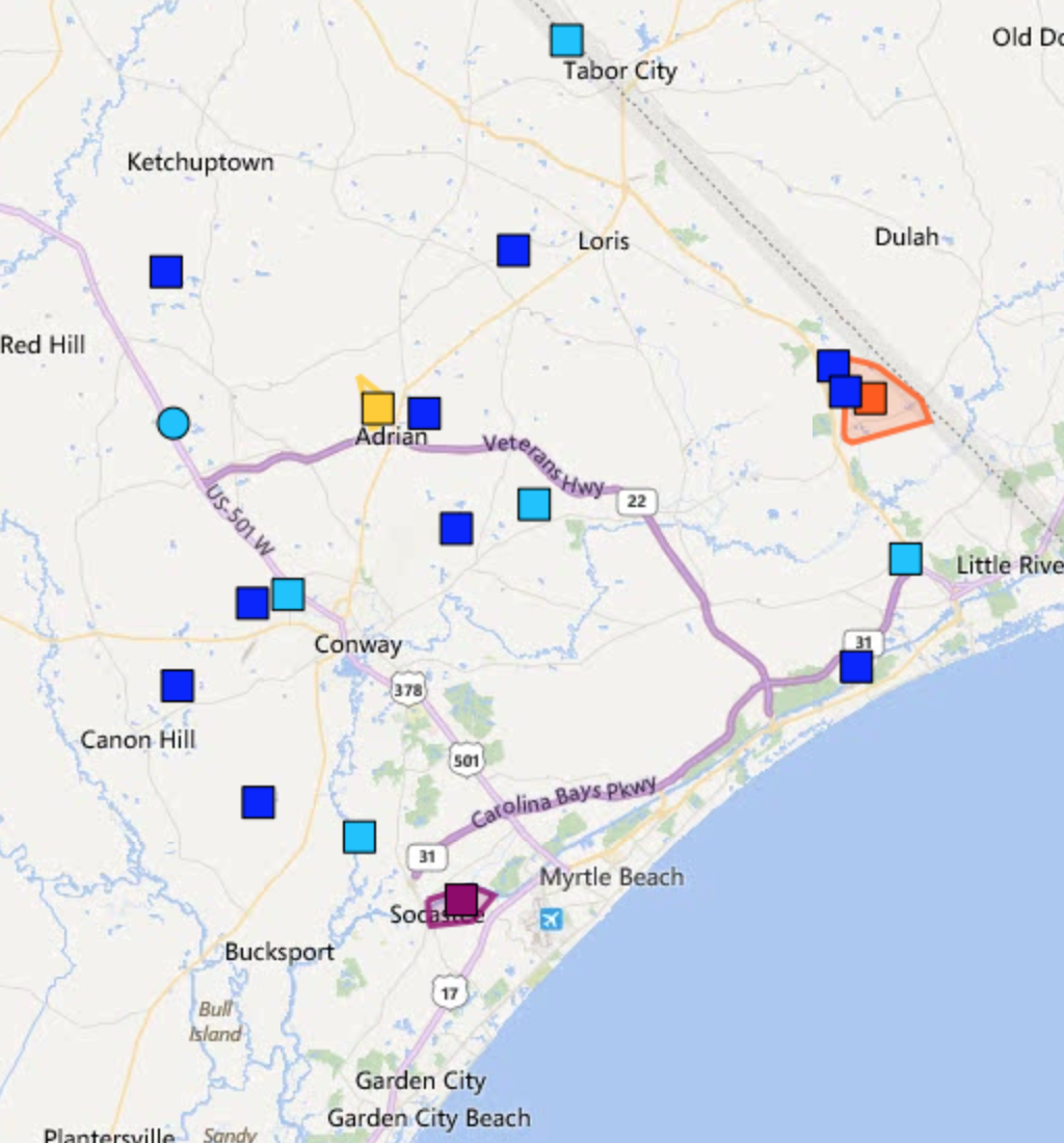 horry county power outage map Power Outages Reported Across The Region News Myhorrynews Com horry county power outage map