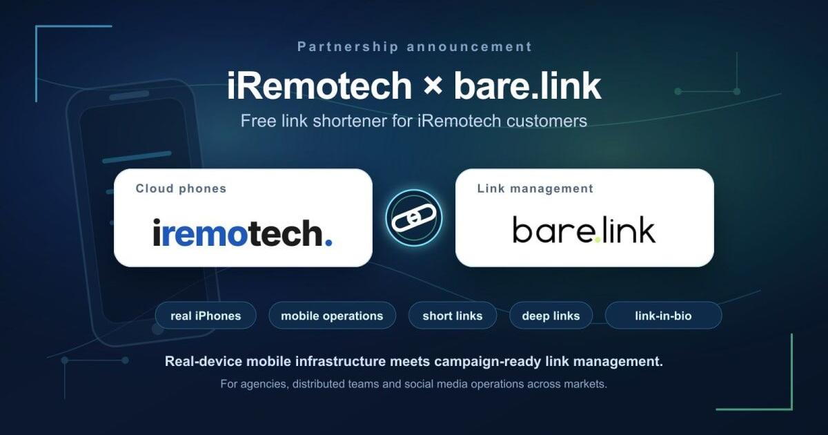 iRemotech and bare.link Announce Partnership to Support Mobile Workflows and Remote Device Operations