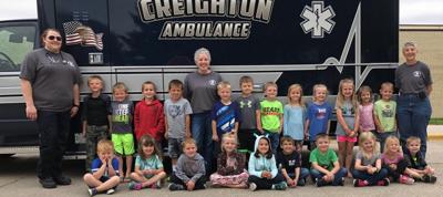 Creighton students tour an ambulance