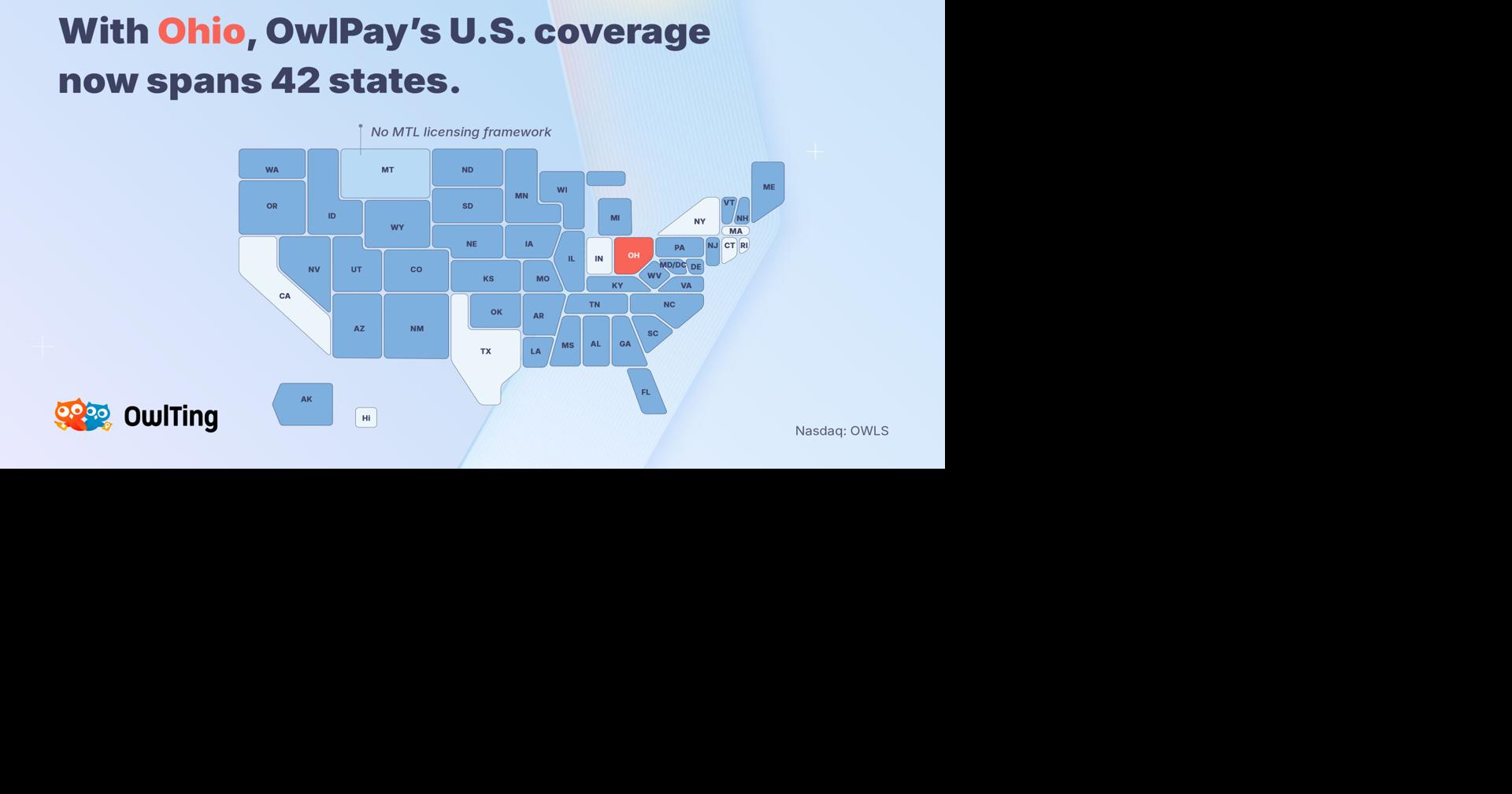 OwlTing Group (NASDAQ: OWLS) Secures Ohio Money Transmitter License, Extending U.S. Coverage to 42 States