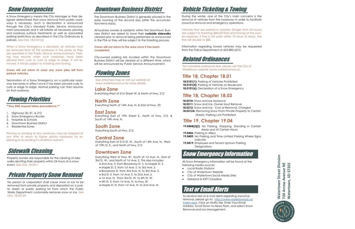 NEW Watertown Snow Removal Policies, Procedures, and Zone Map guides