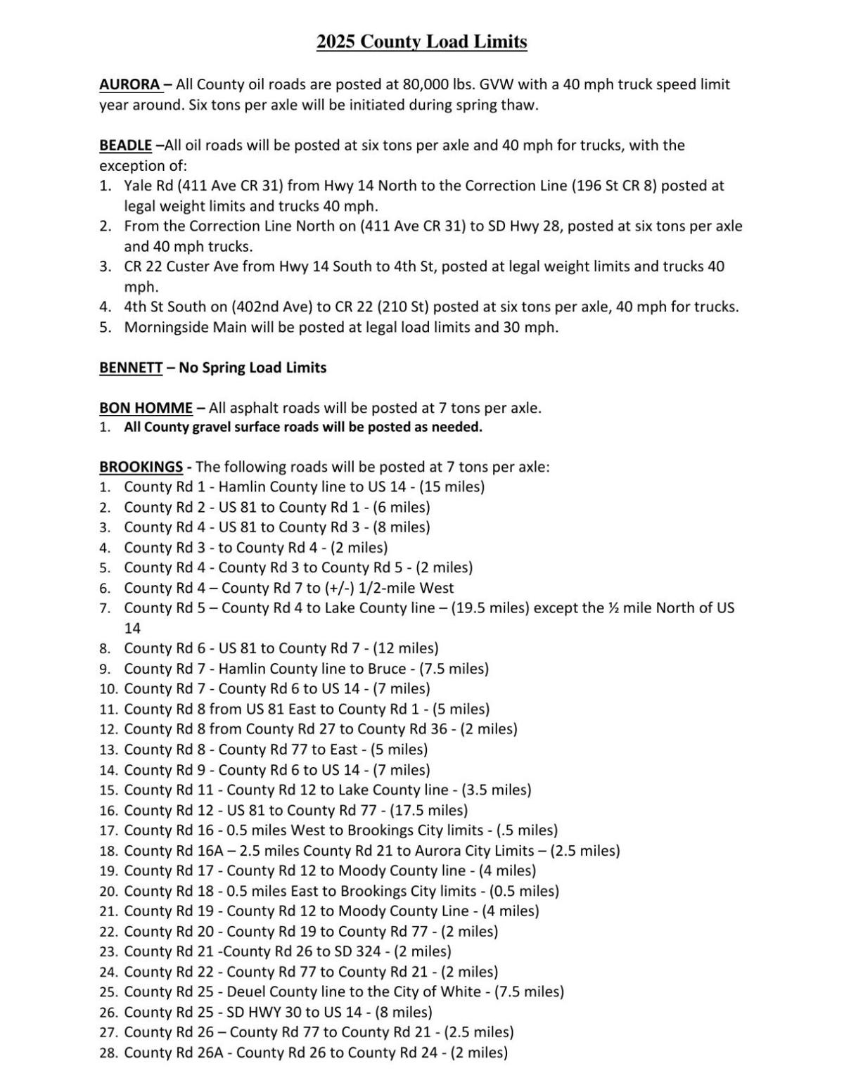 Spring Load Restrictions Coming to Area Roads | | mykxlg.com