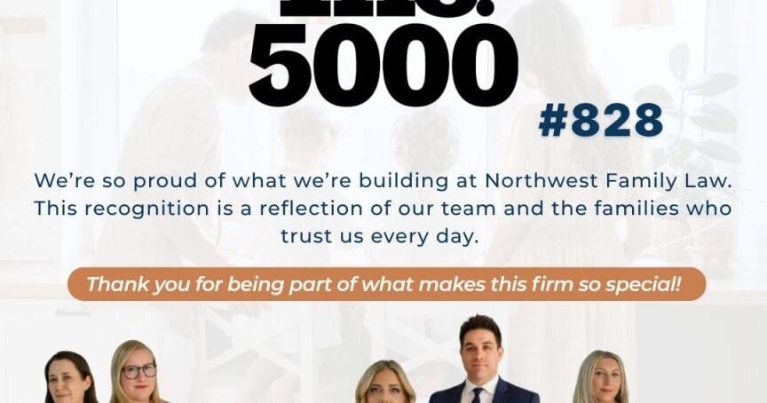 Northwest Family Law, P.S. Ranked No. 828 on the 2026 Inc. 5000 List of America’s Fastest-Growing Private Companies
