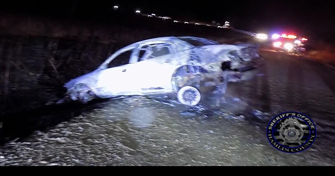 Hamlin Sheriff's Office reports vehicle in ditch and "something" inside