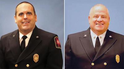Board of Directors members voted to name Assistant Chief Scott Barthelmass, left, the successor to Chief Greg Brown, who will retire later this year.